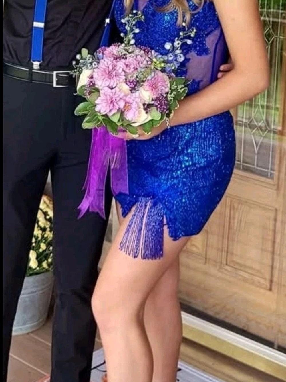 Portia and Scarlett Electric Blue Sequin Fringe Mini Skirt